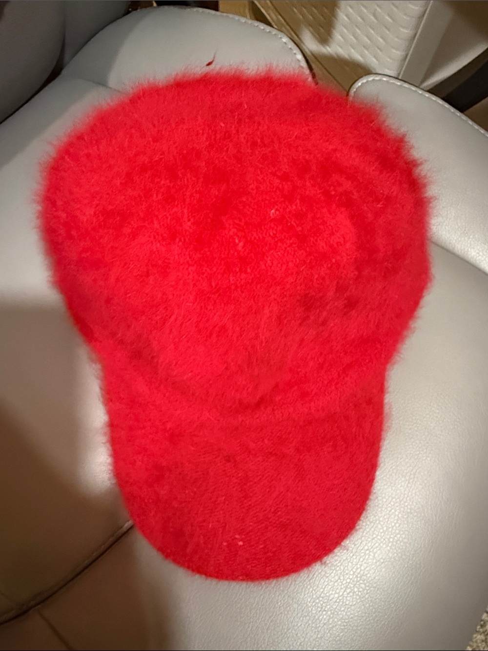 Red Fuzzy Baseball Cap - Women Accessories